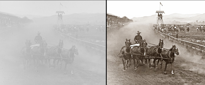 John Spain chariot racing photo restoration